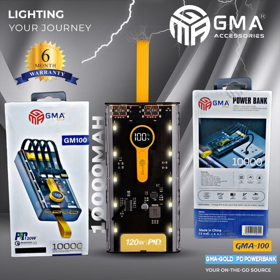 Powerbank Gold PD 120W Super Fast Charge 10000mAh