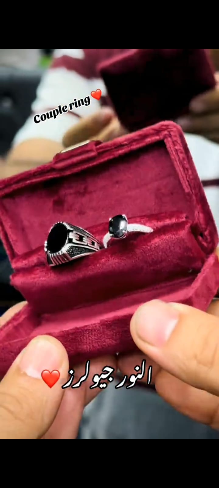 Couple Ring With Black Stone