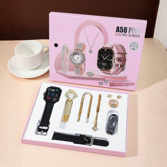 A58 Plus Ladies Smartwatch Combo Set 8 in 1