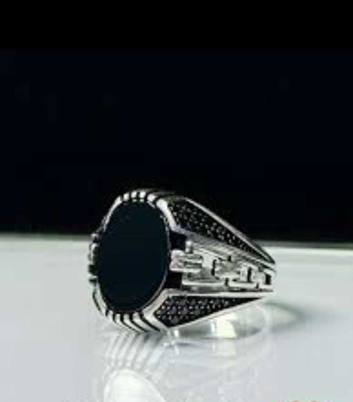 Couple Ring With Black Stone