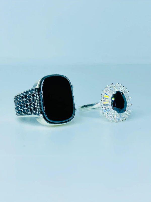 Elegant Black Stone Rings Adjustable size