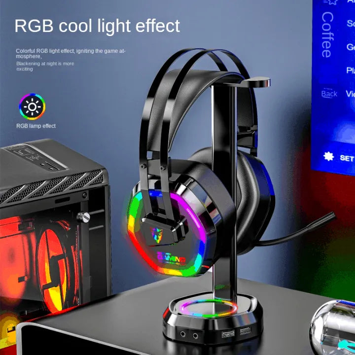 G608 USB Wired RGB Gaming Headset with 7.1 Surround Sound, Noise-Cancelling