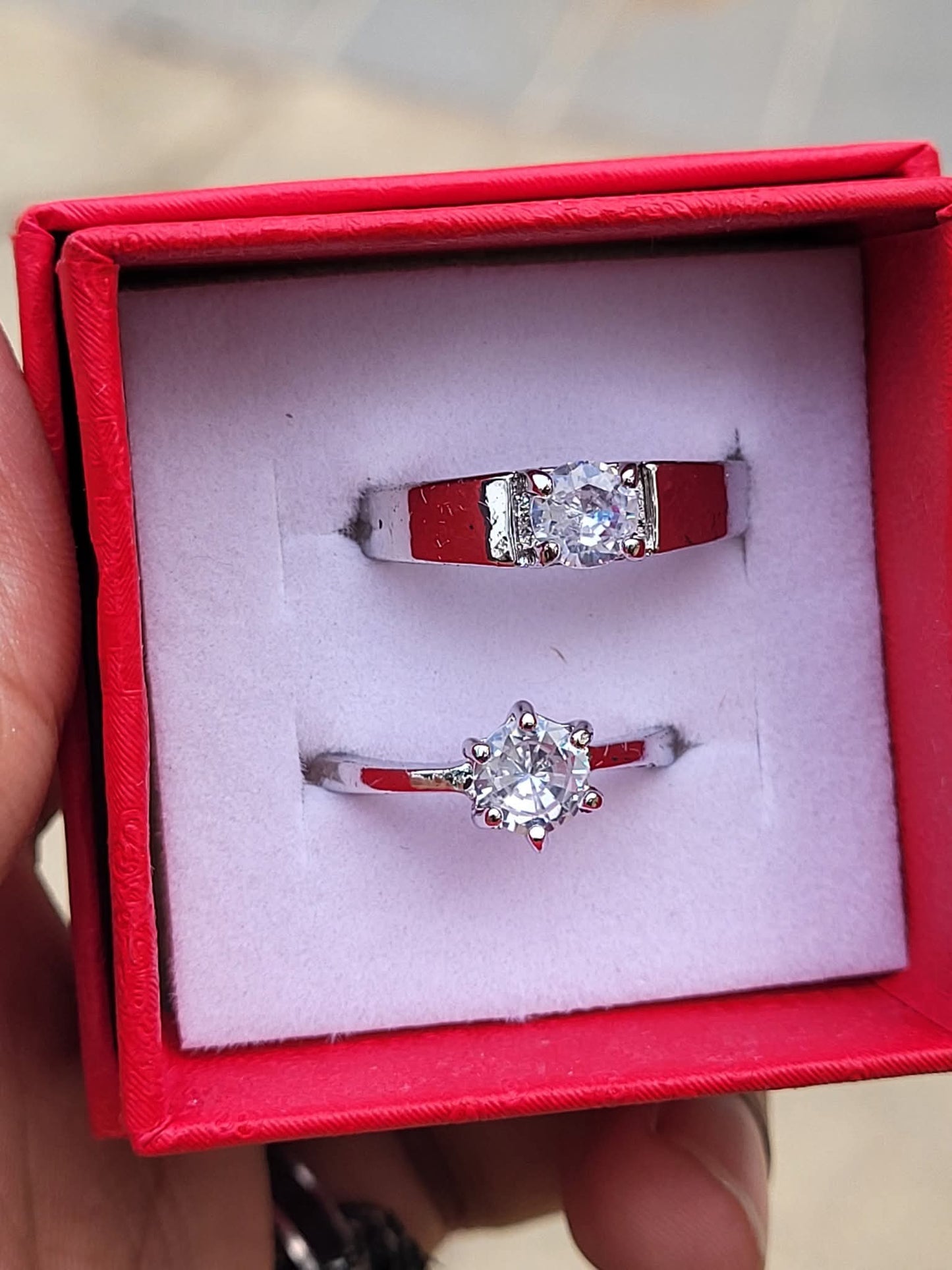 Classic Diamond Couple Ring Adjustable Size