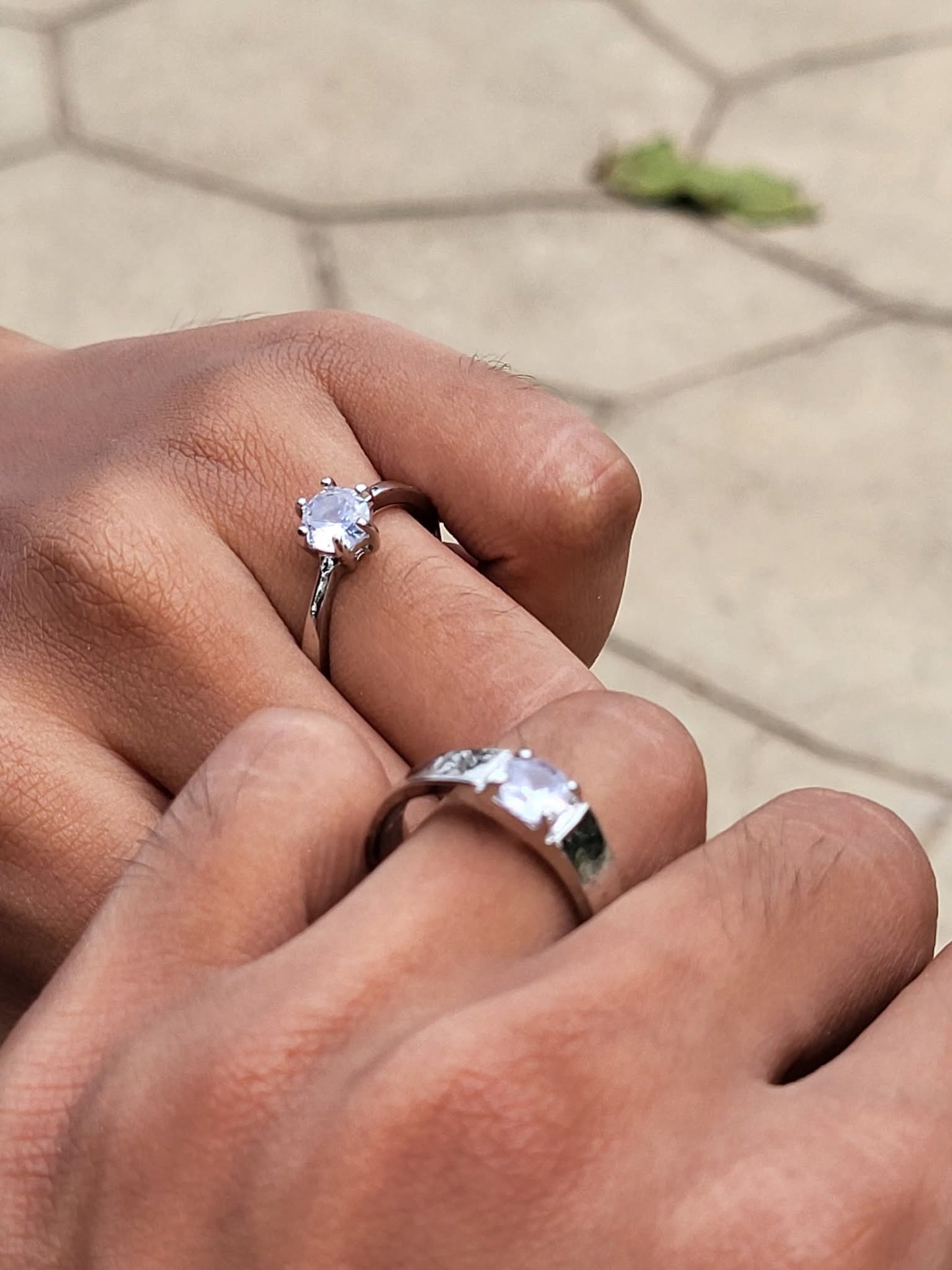 Classic Diamond Couple Ring Adjustable Size