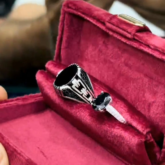 Couple Ring With Black Stone