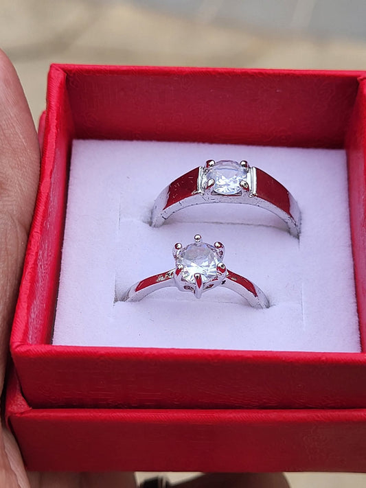 Classic Diamond Couple Ring Adjustable Size